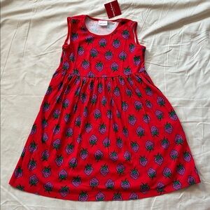 Hanna Andersson Red sun Dress with Purple Strawberry Print 14/16 kids girls 160